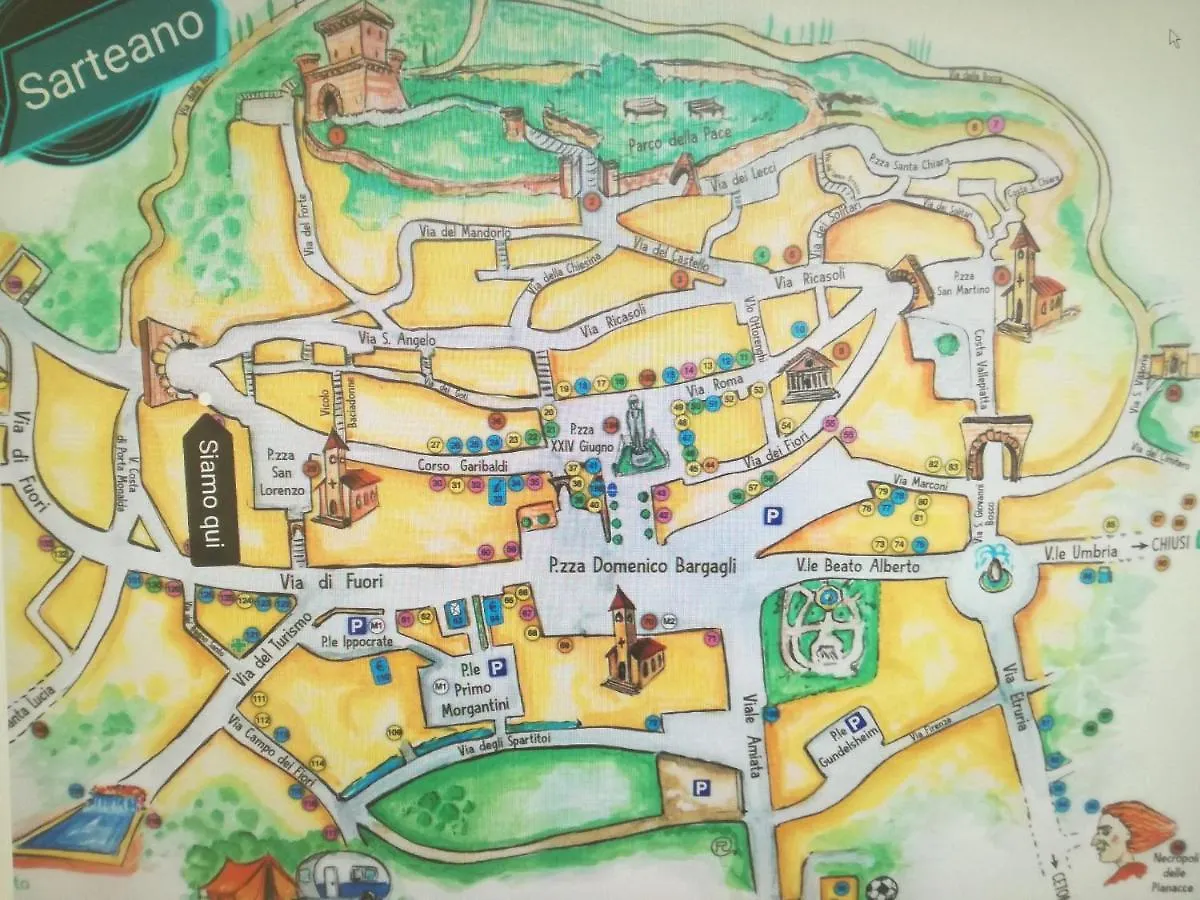 Mansarda Con Solarium Panoramico Su Centro Storico Di Sarteano Vicino Alle Famose Terme Della Val D'Orcia 0*,